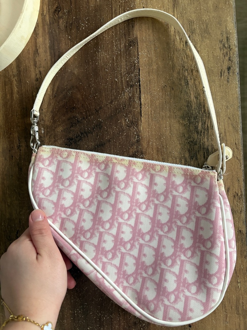 Dior Pink and Cream Oblique Shoulder Bag SECOND HAND 🌸✨perfect condition ICONIC - Picture 4 of 4